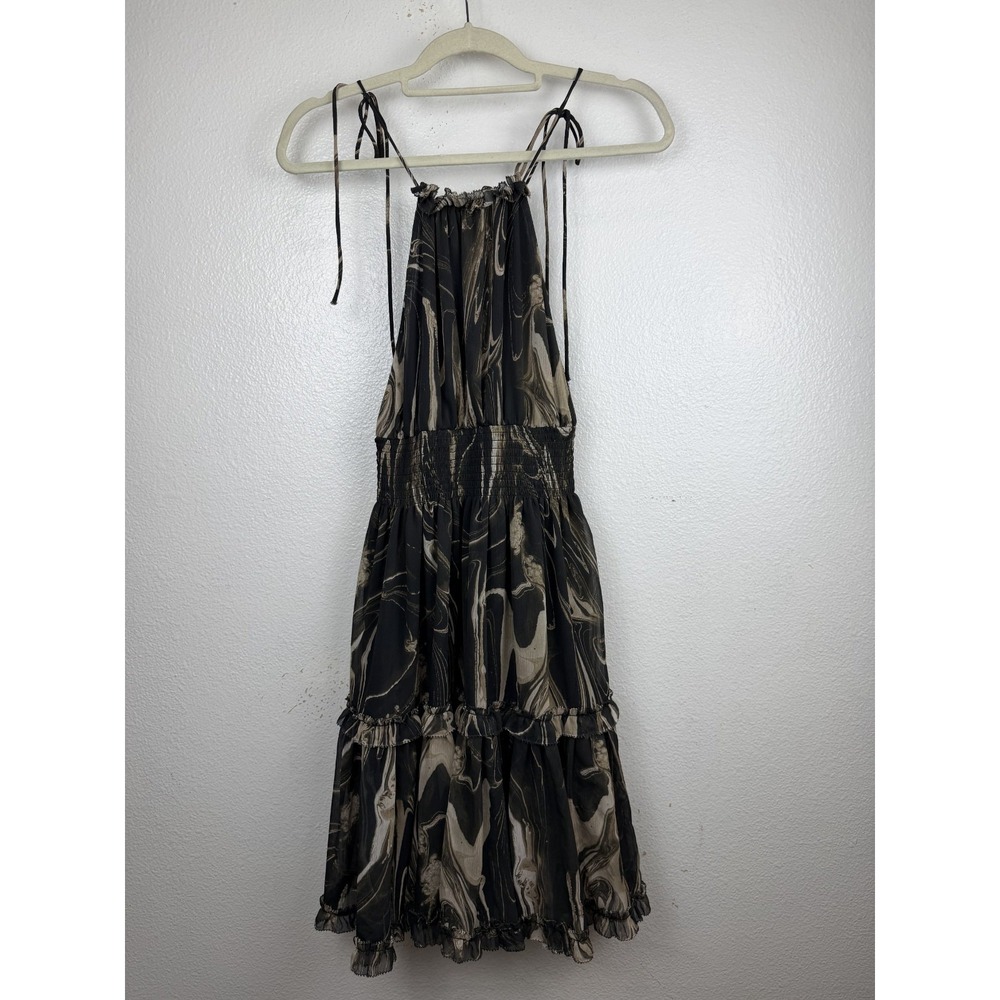 NWT Banana Republic Halter Mini Dress Marble Print in Green & Tan Size PXS - Picture 6 of 11